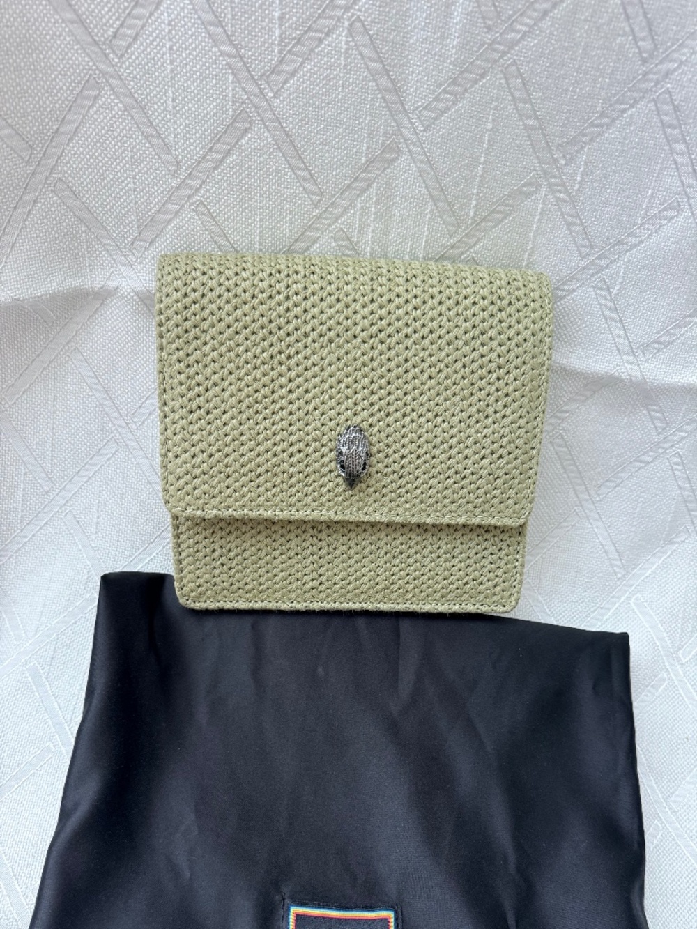 NEW Kurt Geiger London Raffia Woven Crossbody Bag Olive Green